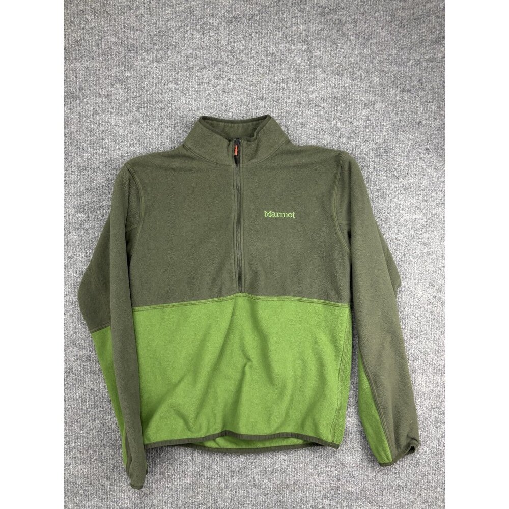 Marmot Fleece‎ Pullover Mens Small Green Half Zip Recycled Polyester Outdoor